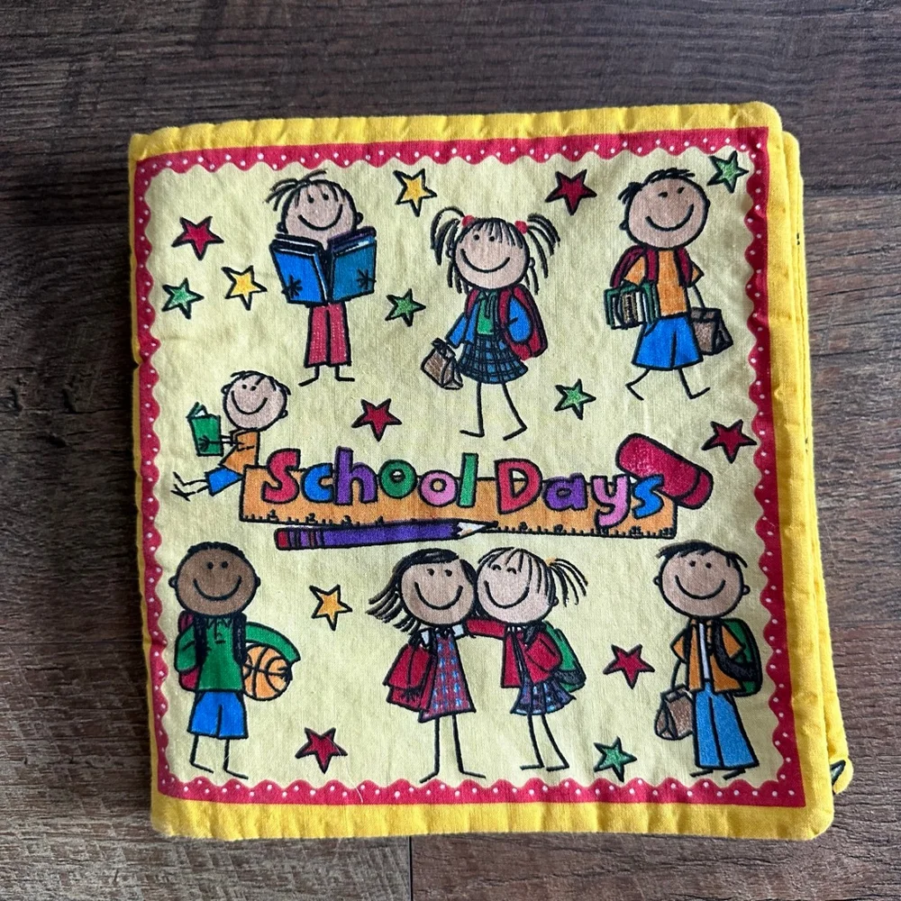 Handmade Soft Fabric Quiet Book – School Theme Cloth Activity Book for Kids